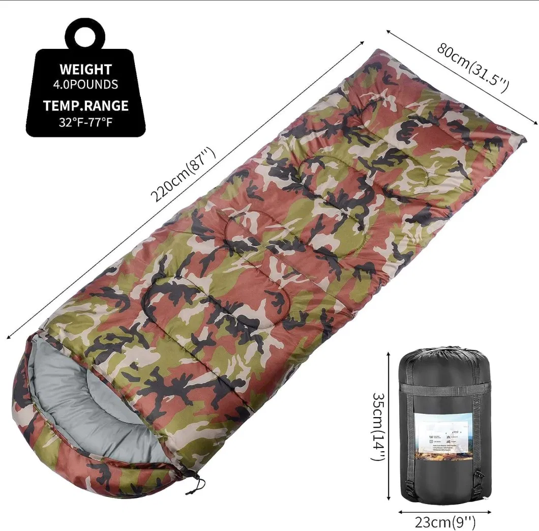 Waterproof Camo Sleeping Bags Suitable for Warm & Cold Weather