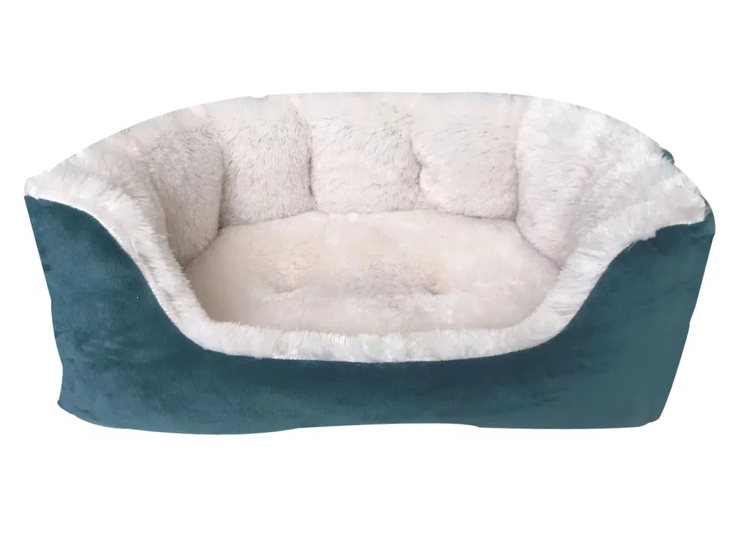 Blue Soft Fleece Offwhite Needle Fur Dog Bed