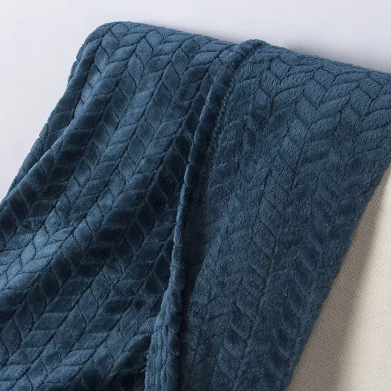 Eléctrico Descalzo Grueso Jacquard Dos Capas Microfibra Lujo Acogedor Franela Polar Polar Shaggy Bonded Ponderado Hermes Manta Térmica para Sofá Sofá de Viaje