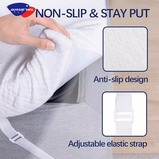 Cojín de colchón de tela de bambú impermeable, cubrecolchón con faldón elástico